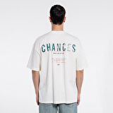 Ness Erkek Kırık Beyaz %100 Cotton Bisiklet Yaka Oversize Tshirt  | XL