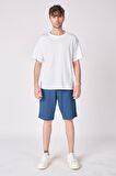 Erkek Dokulu Oversize Bermuda