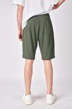 Erkek Dokulu Oversize Bermuda