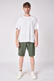 Erkek Dokulu Oversize Bermuda