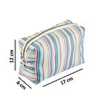 Voice Clutch Seyahat Makyaj Organizeri Kozmetik Çantası Kumaş - 250 Çizgi Desenli