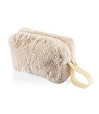 Chic Clutch Seyahat Makyaj Organizeri Kozmetik Çantası Tüy Peluş - 250 Krem