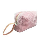 Chic Clutch Seyahat Makyaj Organizeri Kozmetik Çantası Tüy Peluş - 250 Açık Pembe