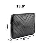 Notebook Laptop Macbook Çantası Suni Deri 13"-13.6" inç - 800-DÜZ Siyah