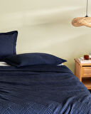 Triangle King Size %100 Pamuk Yatak Örtüsü - Lacivert - Lüks Koleksiyon