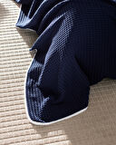 Dimanche King Size %100 Pamuk Gofre Pike - Lacivert/Beyaz