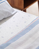 Henri King Size Pamuklu Ecocell Baskılı Pike Takımı - Mavi