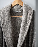 Brest İpliği Boyalı Unisex %100 Pamuk Şalyaka Bornoz - Antrasit