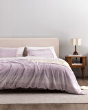 Adelya Çift Kişilik %100 Pamuk Madame Coco Crep Baskılı Nevresim Takımı - Mürdüm