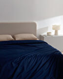 Manon King Size %100 Pamuk Ranforce Düz Nevresim - Lacivert