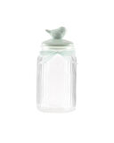 Kuşlu Kavanoz Silindir - Mint Yeşili - 1300 ml