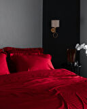 Lune King Size Bambu Saten Nevresim Takımı - Kırmızı
