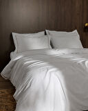 Tina King Size Linen Look Yıkamalı  %100 Pamuk Nevresim Takımı - Beyaz/Bej