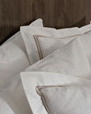 Tina King Size Linen Look Yıkamalı  %100 Pamuk Nevresim Takımı - Beyaz/Bej