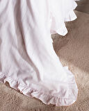 Julien King Size %100 Pamuk Fırfırlı Nevresim Takımı - Pudra