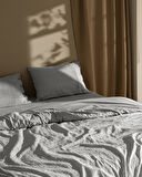 Lumiere Family Size %100 Pamuk Armürlü Nevresim Takımı - Açık Gri