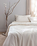 Perline King Size %100 Pamuk Fırfırlı Nevresim Takımı - Ekru/Bej