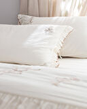 Perline King Size %100 Pamuk Fırfırlı Nevresim Takımı - Ekru/Bej
