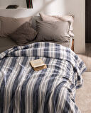 Nanny Çift Kişilik Battaniye - Gri/İndigo