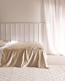 Ciel King Size %100 Pamuk Lastiksiz Saten Çarşaf - Bej