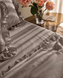 Obernai King Size %100 Pamuk Fırfırlı Düz Yıkamalı Nevresim Takımı - Bej