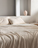 Agnes Çift Kişilik Müslin İpliği Boyalı Lastikli Nevresim Takımı - Bej