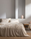 Breville Çift Kişilik Müslin İpliği Boyalı Lastikli Nevresim Takımı - Ekru/Haki