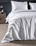 Thalie King Size %100 Pamuk Çizgili - 300TC Saten Nevresim Takımı - Beyaz