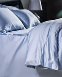 Thalie King Size %100 Pamuk Çizgili 300 TC Saten Nevresim Takımı - Mavi