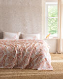 Coratte Tek Kişilik Pamuklu Ecocell Baskılı Pike Takımı - Pudra