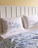 Bretta Tek Kişilik Pamuklu Ecocell Baskılı Pike Takımı - Mavi