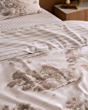 Bonneville Çift Kişilik %100 Pamuk Ranforce Baskılı Nevresim Takımı - Bej