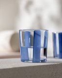 Pierretta-Colour Stripes 4'lü Su Bardağı Seti - Mavi - 380 ml