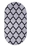 DijiDekor Maça Gri Saçaksız Dijital Oval Halı Kaymaz Yıkanabilir Yolluk (60X100)(50X60)