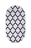 DijiDekor Maça Beyaz Saçaksız Dijital Oval Halı Kaymaz Yıkanabilir Yolluk (60X100)(50X60)