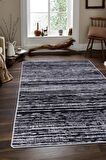 DijiDekor YM4700 Gri Siyah Saçaksız Dijital Halı Kaymaz Yıkanabilir Yolluk (60X100)(50X60)