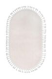 DijiDekor Açık Vizon Oval Post Dokuma Halı Saçaklı Peluş Yumuşacık Kaymaz Antibakteriyel