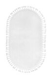 DijiDekor Beyaz Oval Post Dokuma Halı Saçaklı Peluş Yumuşacık Kaymaz Antibakteriyel 100X150