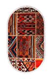 DijiDekor K1300 Patchwork Saçaklı Dijital Oval Halı Kaymaz Yıkanabilir Oda Mutfak Antre Salon Halıs