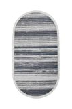 DijiDekor 9026 Gri Saçaklı Dijital Oval Halı Kaymaz Yıkanabilir Yolluk 100X150