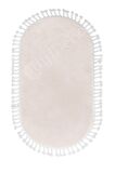 Dijidekor Lüx Post Peluş Düz Krem Oval Saçaklı Bohem Koridor Oturma Odası ve Salon Halısı