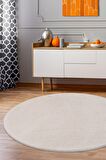 DijiDekor Açık Vizon Yuvarlak Post Dokuma Halı Peluş Yumuşacık Kaymaz Antibakteriyel 100X100