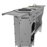 Kamp Ayısı® ForgeOut Pro™ Sobalı ve Izgaralı Taşınabilir Çantalı Katlanabilir 3mm Çelik Outdoor Mutfak Tezgahı 