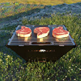 Kamp Ayısı® FireNest™: Core Ateş Çukuru Taşınabilir Ateş Çukuru Seti - 3mm Karbon Çelik, 1.5mm Paslanmaz Izgara, Çantalı 