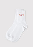 Mavi Logo Detaylı Beyaz Soket Çorap 1912726-620