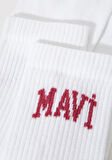 Mavi Logo Detaylı Beyaz Soket Çorap 1912726-20844
