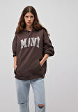 Mavi Logo Baskılı Kapüşonlu Kahverengi Sweatshirt 1600361-70222