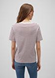 Bordo Çizgili Basic Tişört 1611653-88108