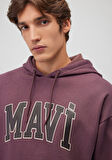 Mavi Logo Baskılı Kapüşonlu Kahverengi Sweatshirt 067149-70260