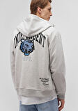 Sırt Baskılı Kapüşonlu Gri Sweatshirt 0S10174-82498
